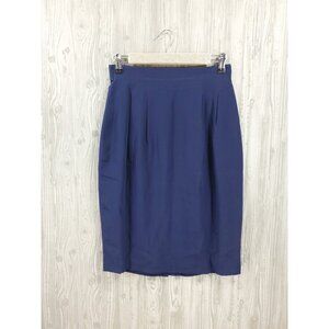 Diane Von Furstenberg Blue Silk Skirt Pencil Straight Old Money Vintage Richie